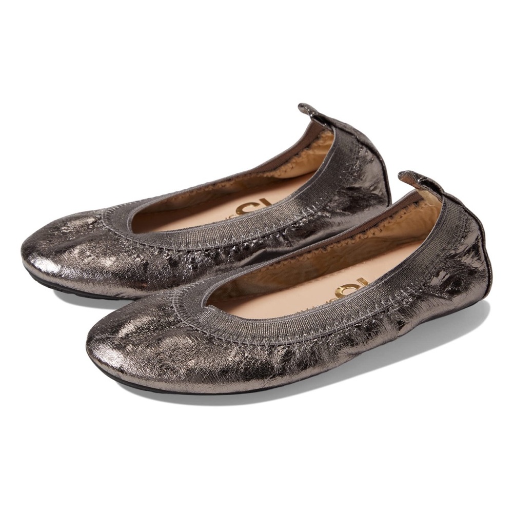 NWT kids size 4 Yosi Samra Girl's “Miss Samara” Glitter Ballet Flat, Pewter